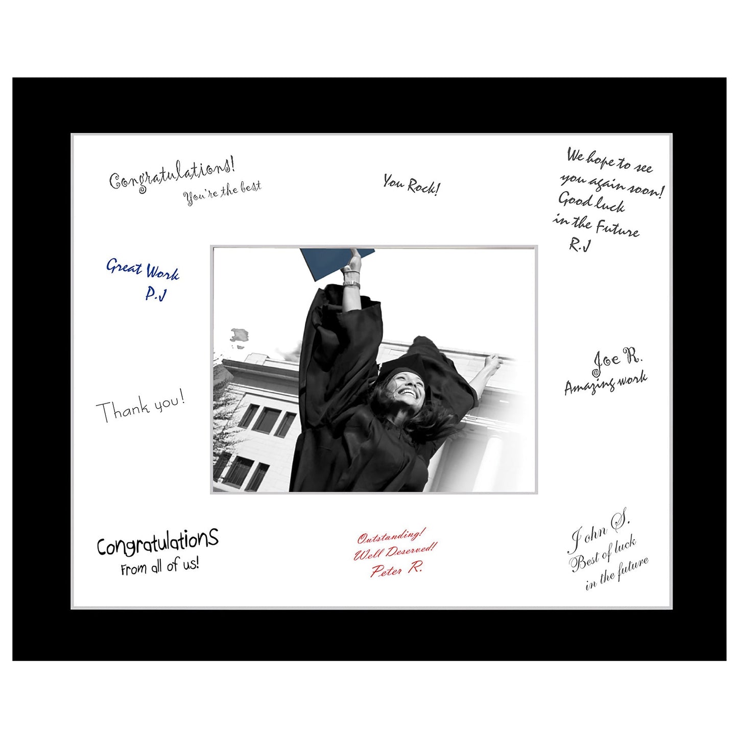 St. James® Oversized Certificate/Diploma/Document Frame, 8.5x11", Black with White Double Mat, 83372