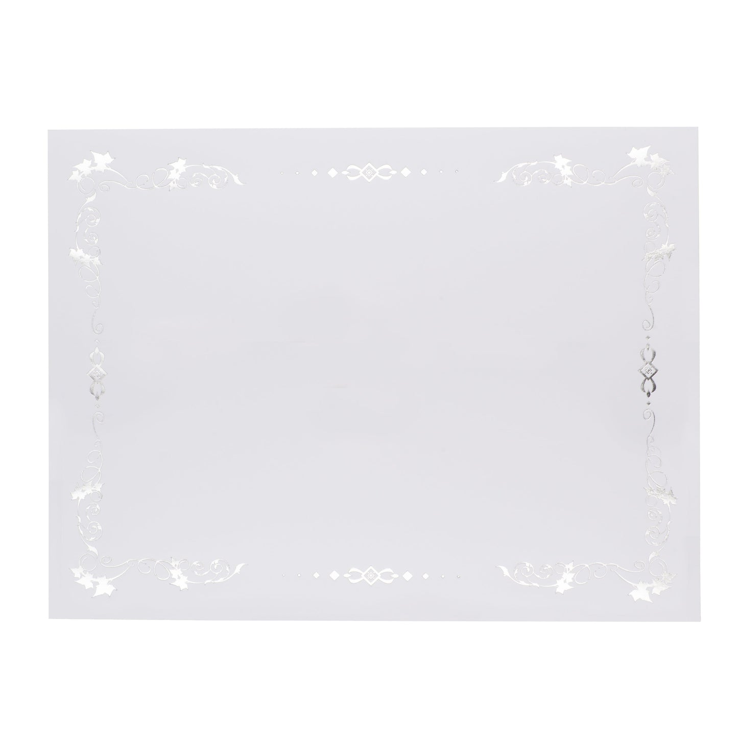 St. James® Premium Weight Certificates, Laurel Design, Silver Foil, White, 65 lb, 8.5 x 11", Pack of 15, 83422