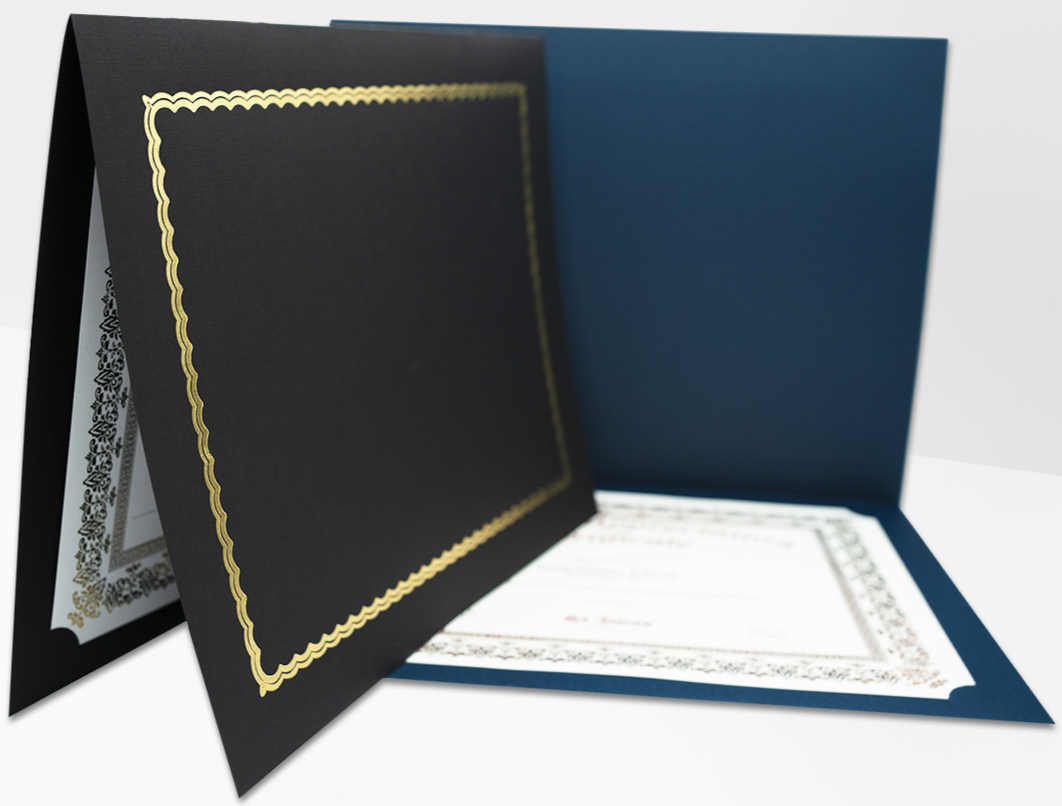 St. James® Classic Linen Certificate Holders with Gold Foil, Black, Pack of 5, 83464
