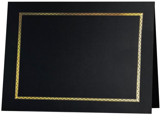 St. James® Elite™ Aztec Certificate Holders, Black Linen with Gold Foil, Pack of 25
