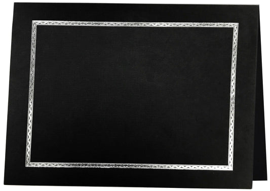 St. James® Elite™ Aztec Certificate Holders, Black Linen with Silver Foil, Pack of 25