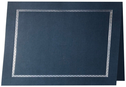 St. James® Elite™ Aztec Certificate Holders, Navy Linen with Silver Foil, Pack of 25