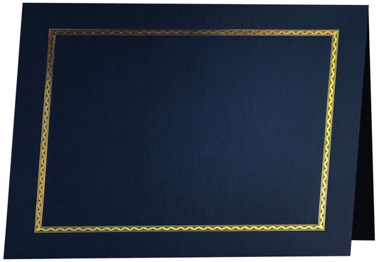 St. James® Elite™ Aztec Certificate Holders, Navy Linen with Gold Foil, Pack of 25
