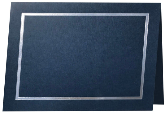 St. James® Elite™ Luxe Certificate Holders, Navy Linen with Silver Foil, Pack of 25