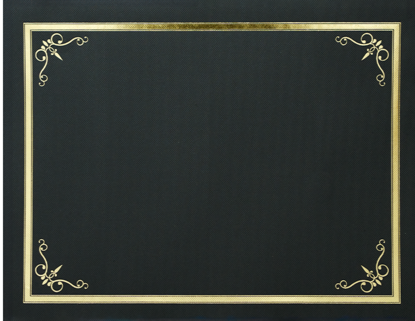 St. James® Certificate Holders/Document Covers/Diploma Holders, Black, Gold Foil Border, Linen Finish, Pack of 5, 83805