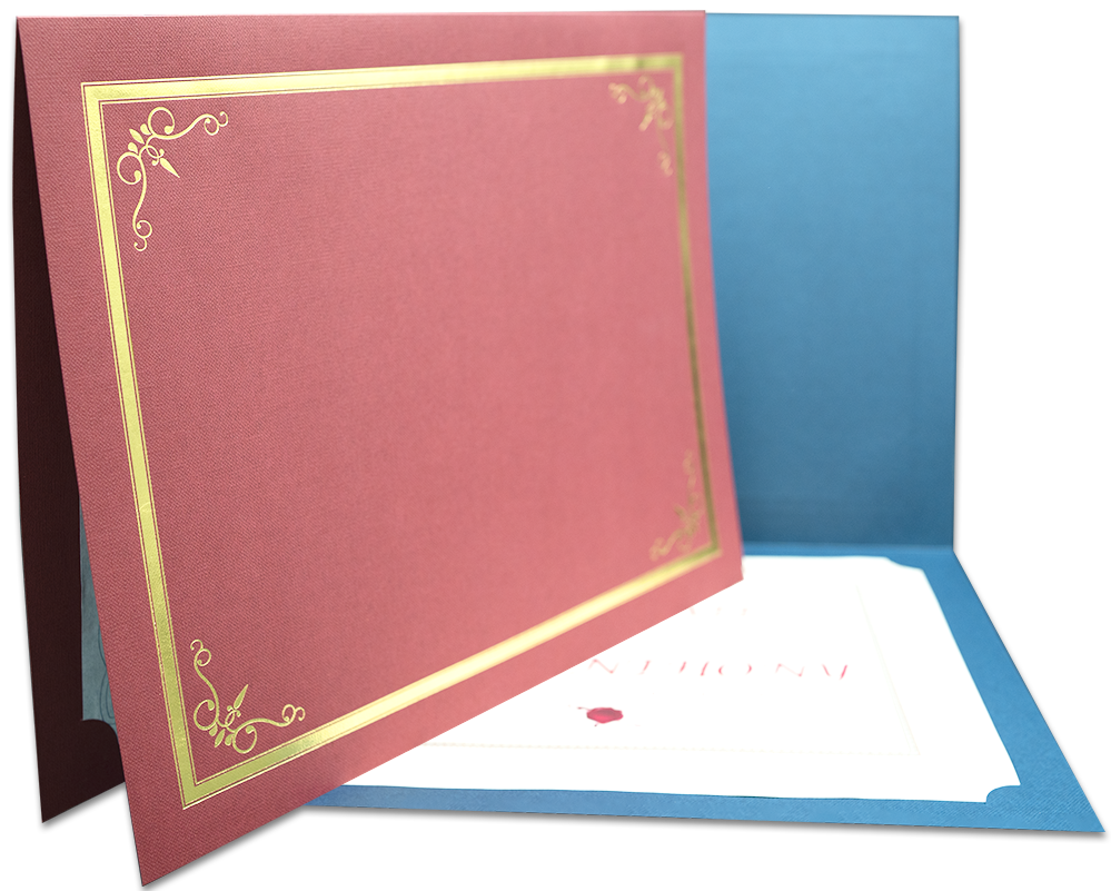St. James® Certificate Holders/Document Covers/Diploma Holders, Red, Gold Foil Border, Linen Finish, Pack of 5, 83807