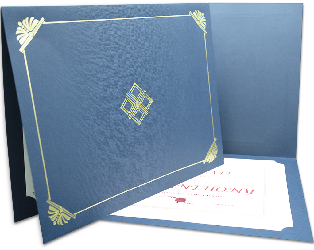 St. James® Certificate Holders/Document Covers/Diploma Holders, Navy Blue, Gold Foil, Linen Finish, Pack of 5, 83809