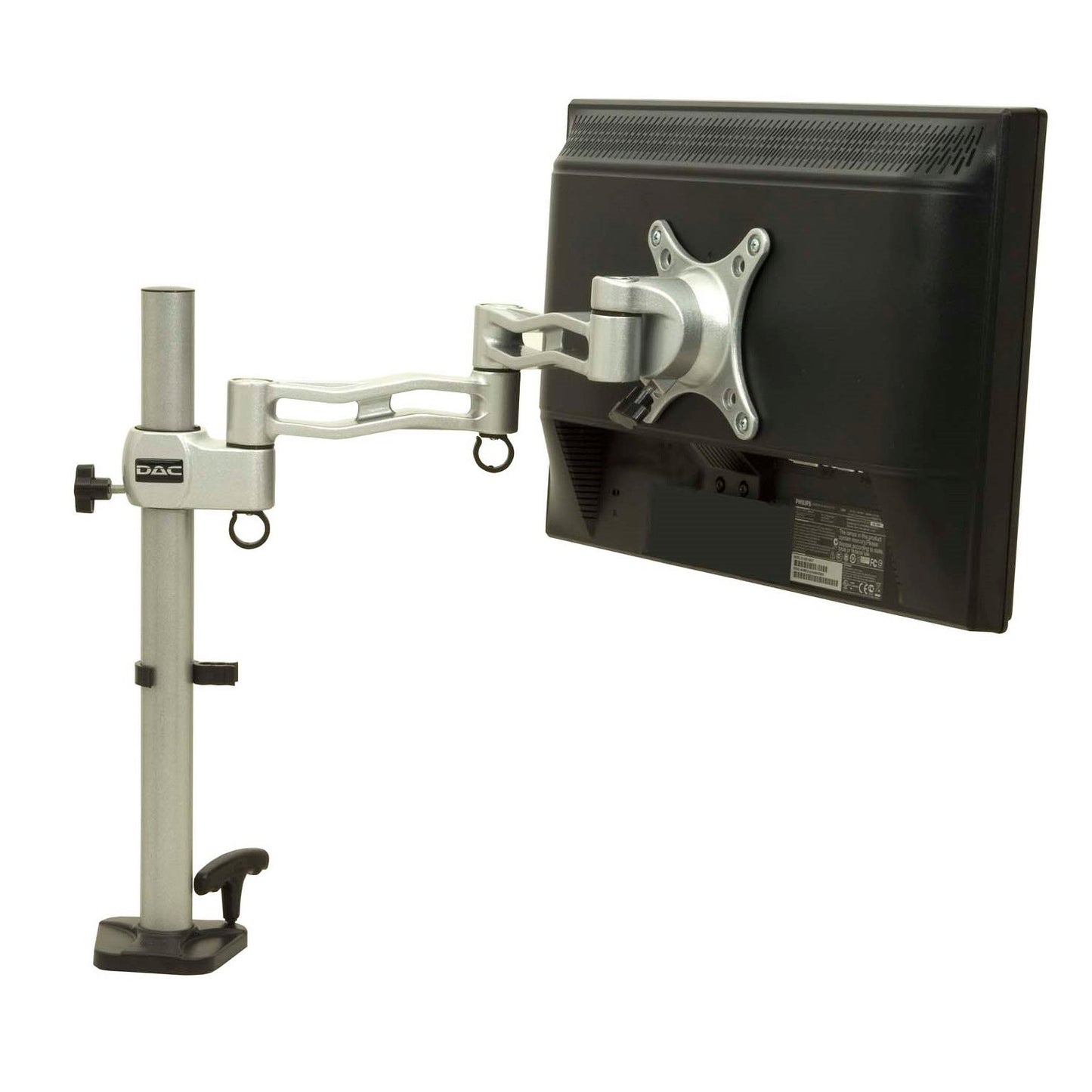 DAC® MP-199 Height Adjustable Articulating Single Monitor Arm, Silver