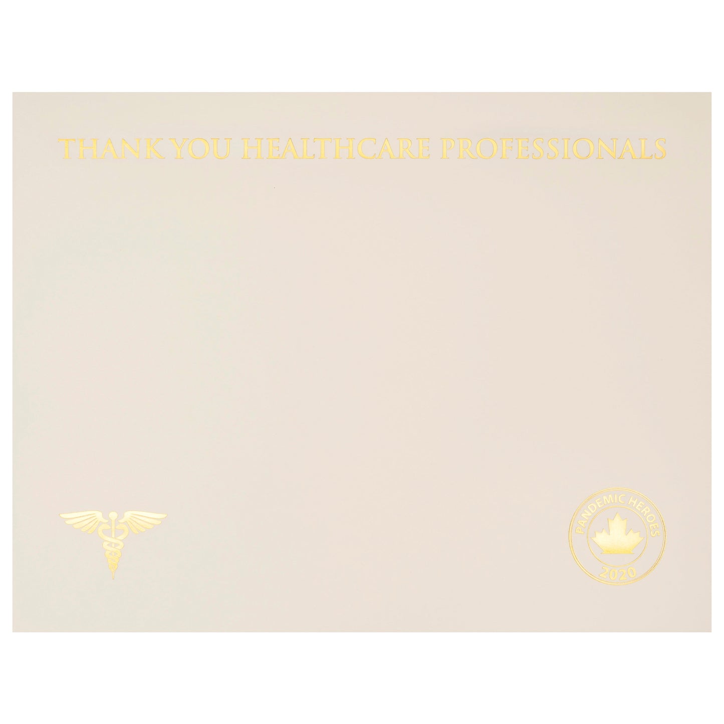 St. James® Premium Weight "Healthcare Professionals - Pandemic Heros" Certificates, Gold Foil, Ivory, 65 lb, 8.5 x 11", Pack of 25