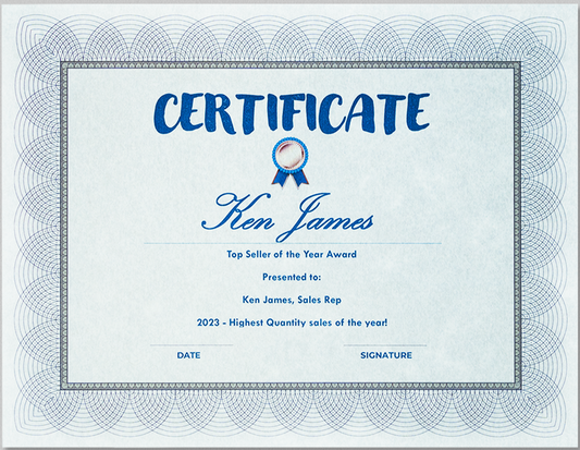 St. James® Certificates, 24 lb Paper, Regent Blue, Pack of 100, 83500
