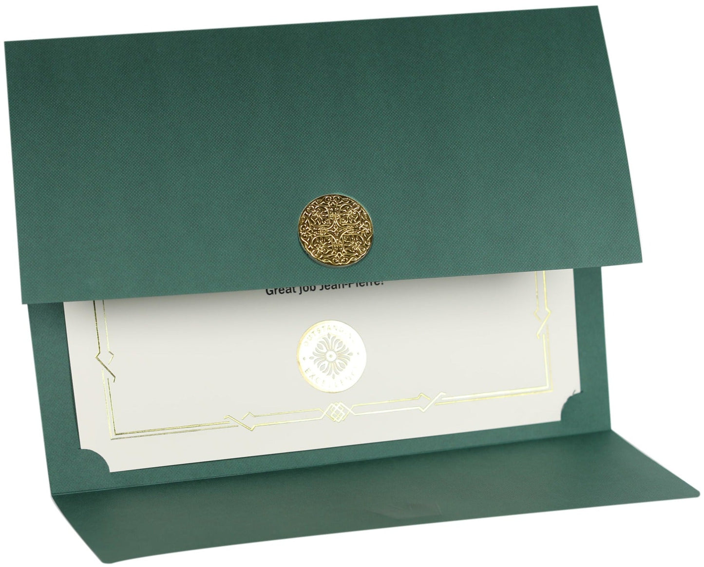 St. James® Certificate Holders/Document Covers/Diploma Holders, Green, Gold Award Seal with Blue Ribbon, Pack of 5, 83823