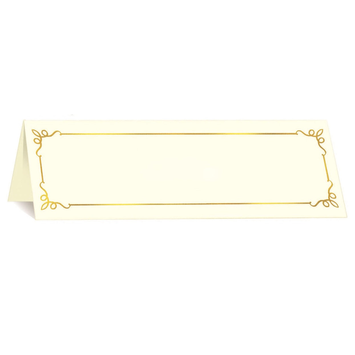 St. James® Overtures® Embassy Tent Cards, Ivory, Gold Foil, Fold to 8½ x 2¾", Pack of 50, 71446