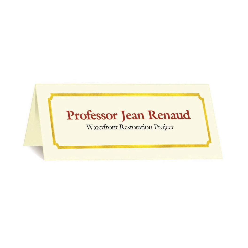 St. James® Overtures® Classic Place Cards, Ivory, Gold Foil, Fold to 1¾ x 4¼", Pack of 60, 71456