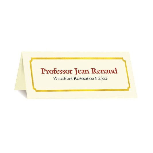 St. James® Overtures® Classic Place Cards, Ivory, Gold Foil, Fold to 1¾ x 4¼", Pack of 60, 71456