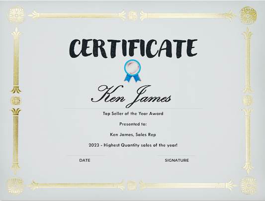 St. James® Premium Weight Certificates, Julian Design, Gold Foil, Ivory, 65 lb, 8.5 x 11", Pack of 15, 83405