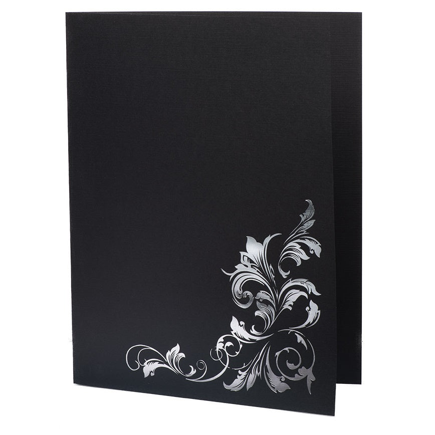 St. James® Certificate Holders with Gift Card Holder, Silver Foil Deco, Black, Pack of 5, 83540