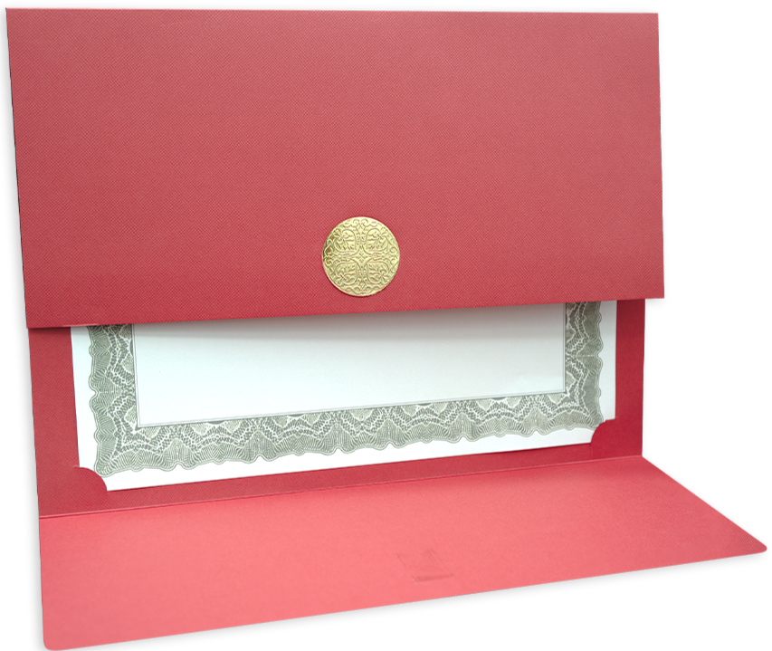 St. James® Certificate Holders/Document Covers/Diploma Holders, Red, Gold Award Seal with Single Gold Ribbon, Pack of 5, 83835