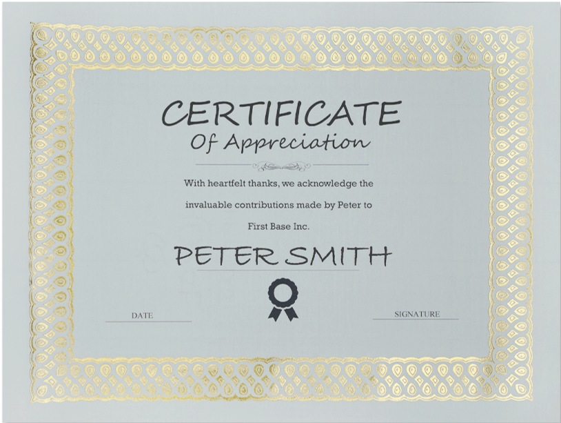 St. James® Elite™ Certificates, Natural Linen with Classic Gold Foil Design, Pack of 12, 83428