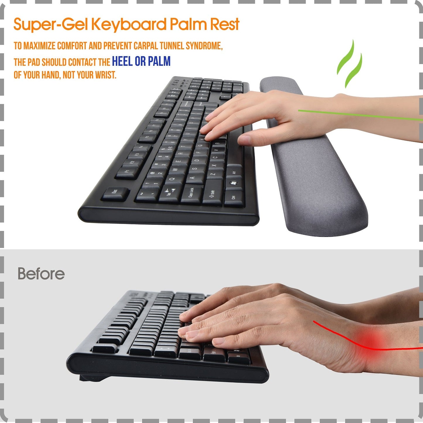 DAC® MP-114 Super-Gel™ Straight Edge Keyboard Palm Support, Grey