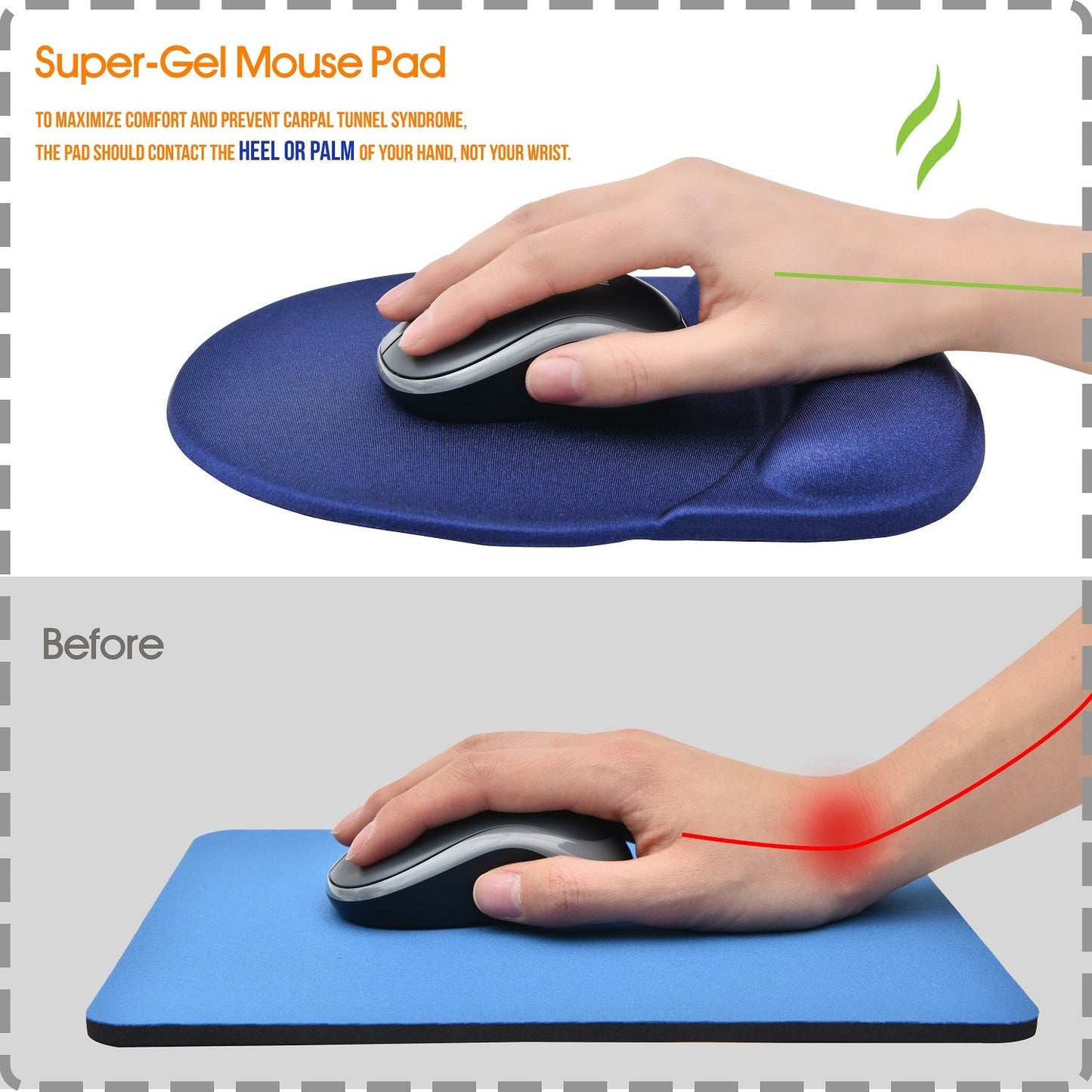 DAC® MP-123 Super-Gel™ "Racetrack" Mouse Pad with Palm Support, Blue