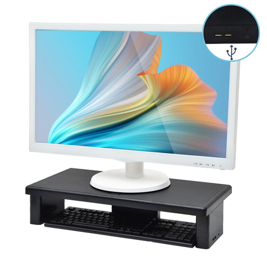 DAC® Stax™  MP-212 Height-Adjustable Ultra-Wide Monitor/Laptop Stand with 2-USB Ports, Black