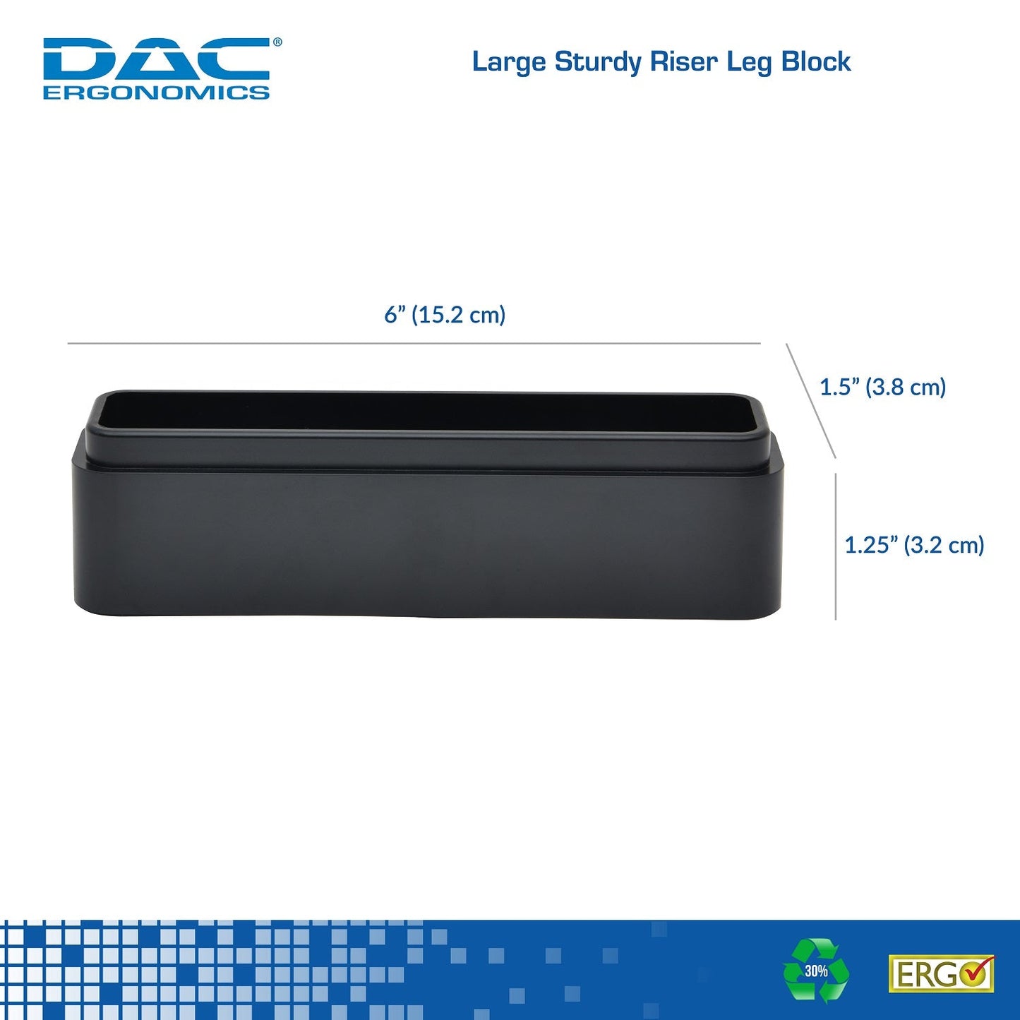 DAC® Stax™ MP-216 Ergonomic Height-Adjustable Monitor/Laptop Riser Blocks Kit, Black