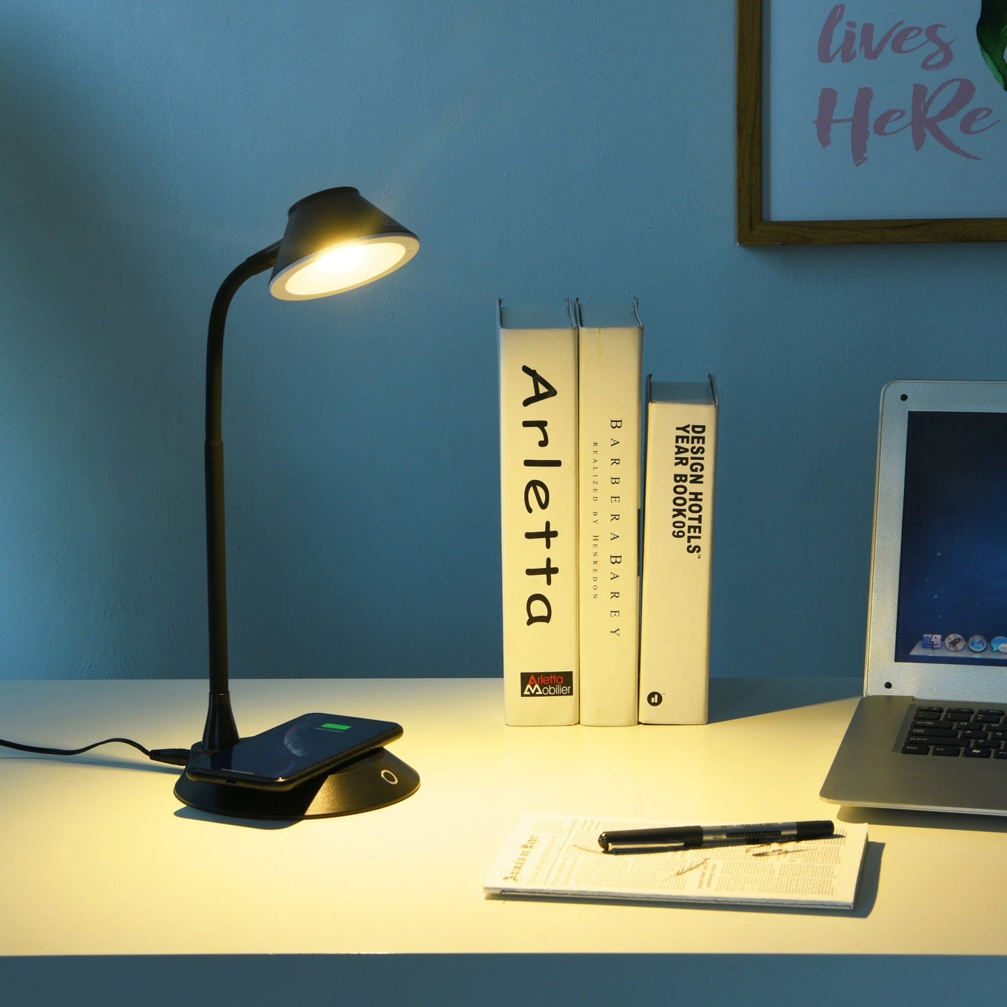 DAC® MP-323 LED Desk Lamp With Wireless Charger, Black