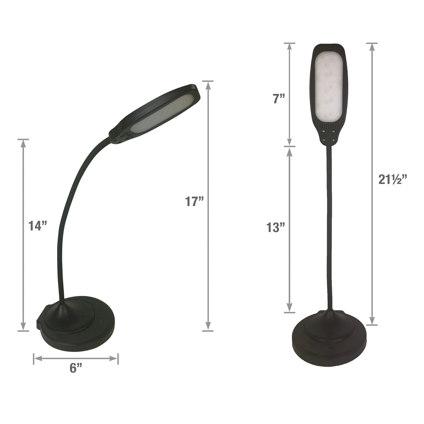 DAC® MP-352 Adjustable LED Desk Lamp/Table Lamp with USB Charging Port, Black