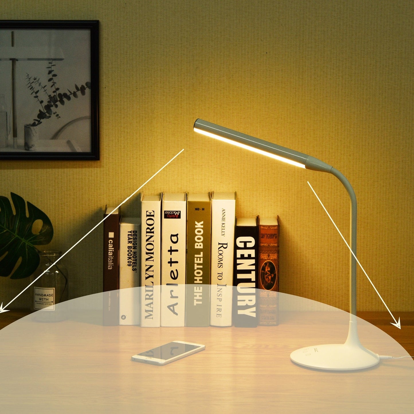 DAC® 15" Gooseneck LED Desk Lamp, Dimmable, White