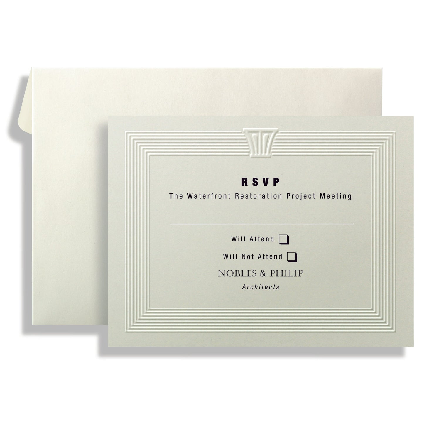 St. James® Overtures® Reply Cards, Capital Emboss, White, 40 Sets