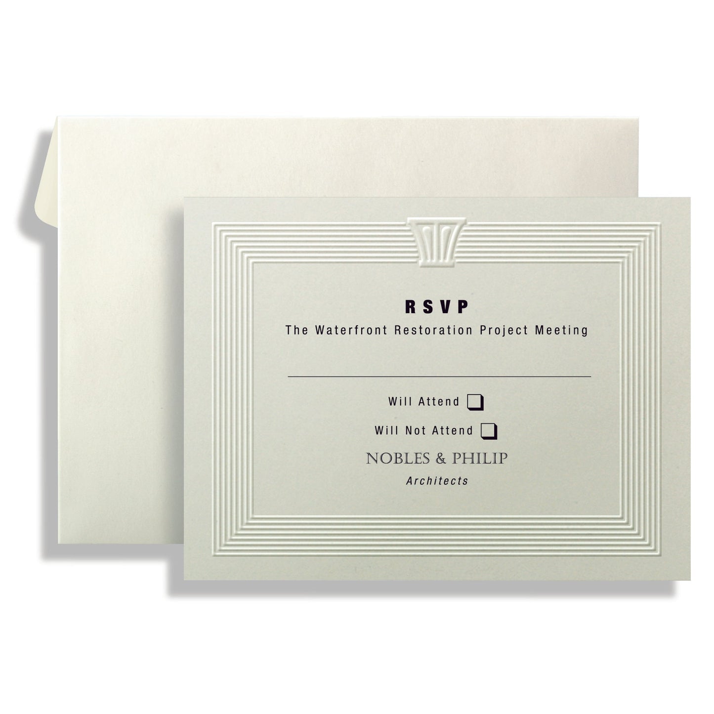 St. James® Overtures® Reply Cards, Capital Emboss, Ivory, 40 Sets