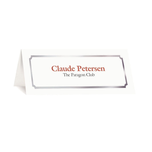 St. James® Overtures® Classic Place Cards, White, Silver Foil, Fold to 1¾ x 4¼, Pack of 60