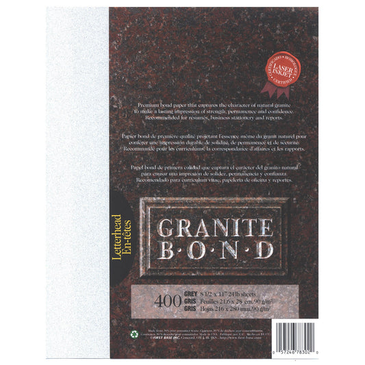 St. James® Granite Bond, 24 lb Letter-Size Paper, Grey, Pack of 400