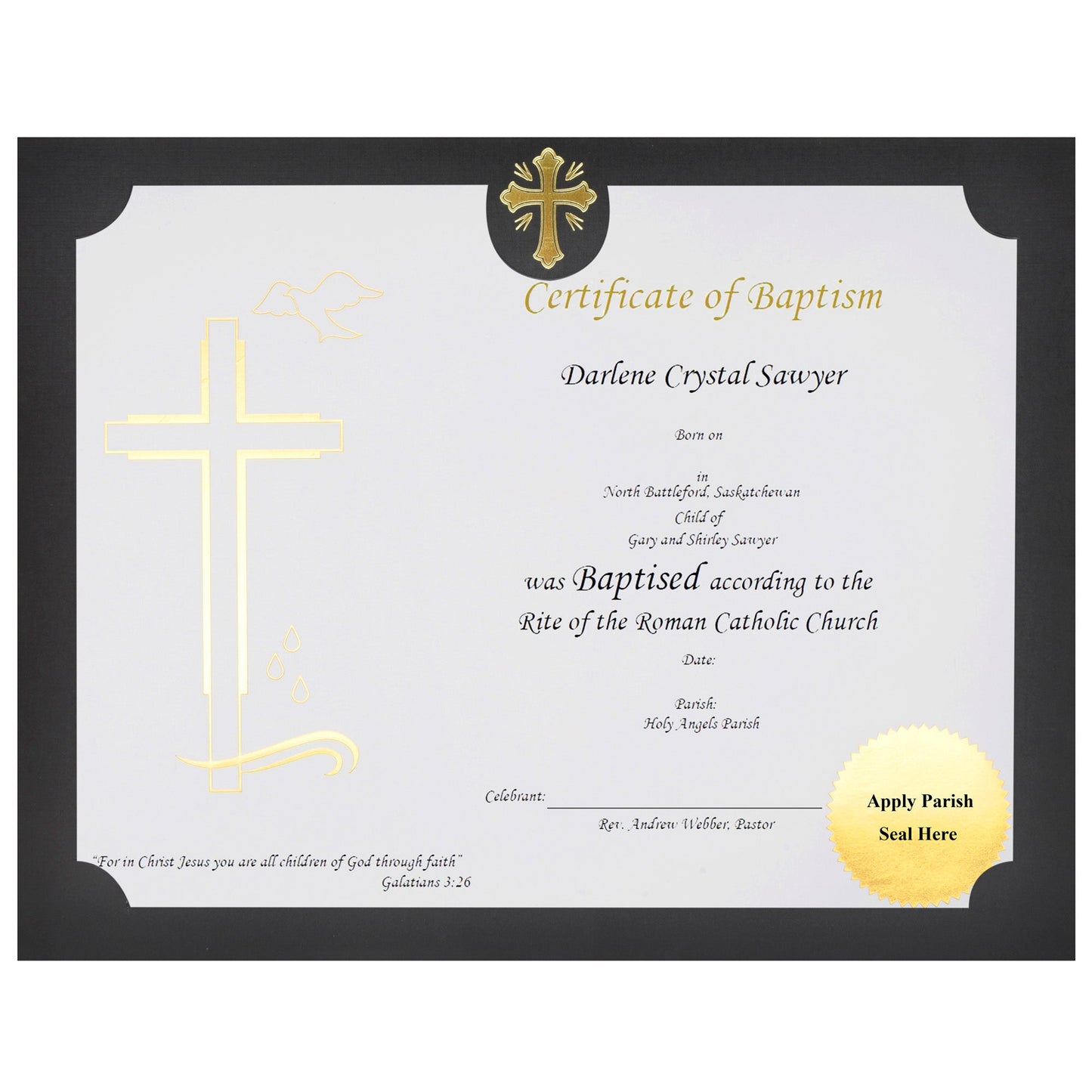 St. James® Religious Certificates - Baptism Certificates, 65 lb, Gold Foil, White Card Stock, Pack of 50