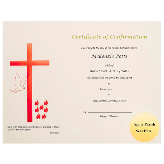 St. James® Religious Certificates - Confirmation Certificates, 65 lb, Red Foil, Ivory Card Stock, Pack of 50