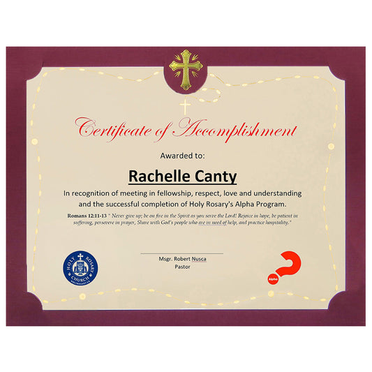 St. James® Presentation Cards/Certificate Holder with Gold Foil Crucifix, Burgundy Linen, Pack of 25
