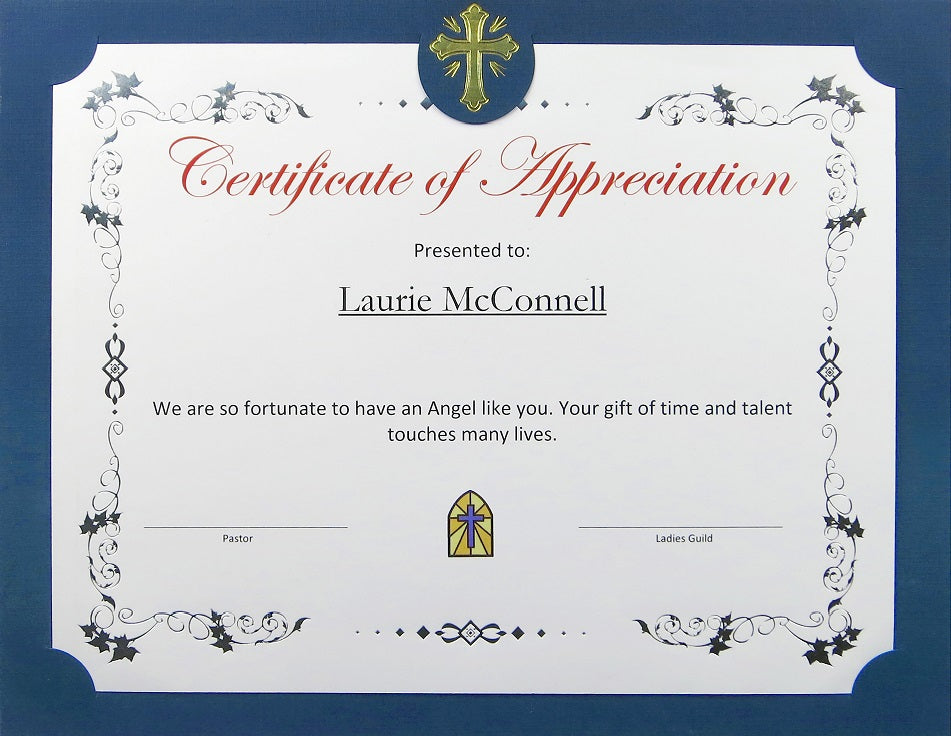 St. James® Presentation Cards/Certificate Holder with Gold Foil Crucifix, Navy Blue Linen, Pack of 25