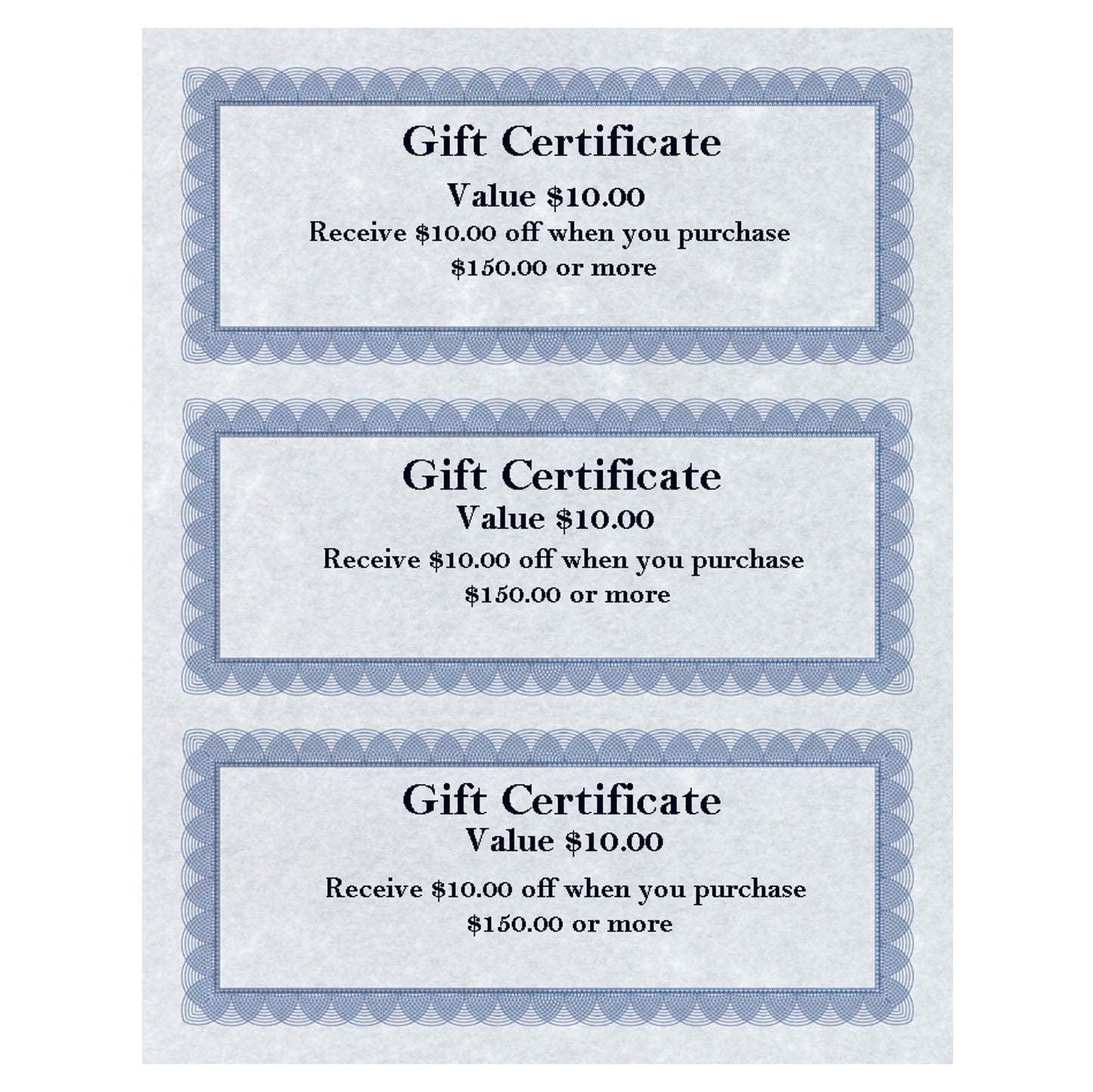 St. James® Gift Certificates, 24 lb Paper, Regent Blue, Pack of 75