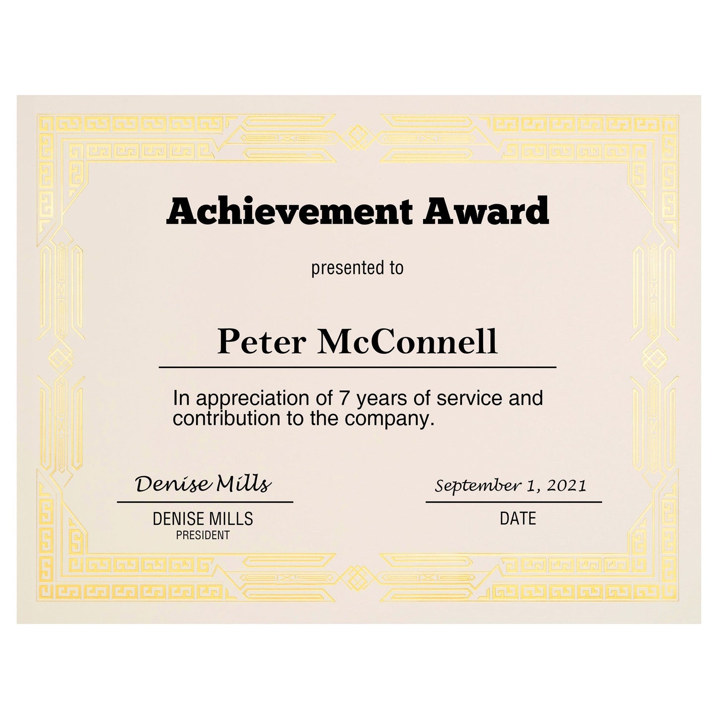 St. James® Premium Weight Certificates, Jazz Design, Gold Foil, Ivory, 65 lb, 8.5 x 11", Pack of 15