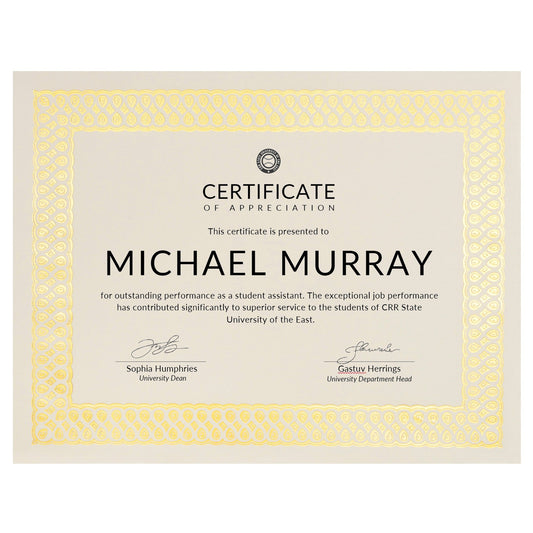 St. James® Elite™ Certificates, Natural Linen with Classic Gold Foil Design, Pack of 100