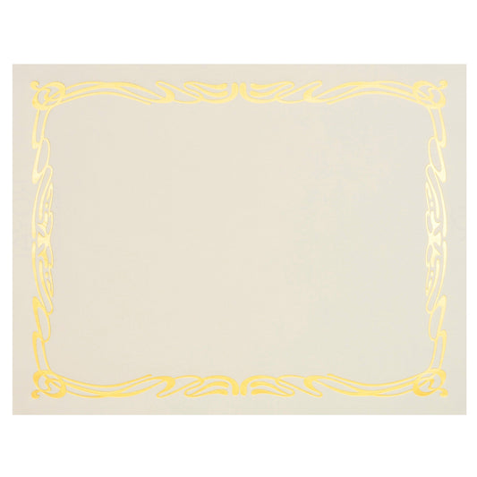 St. James® Elite™ Certificates, Natural Linen with Deco Gold Foil Design, Pack of 12