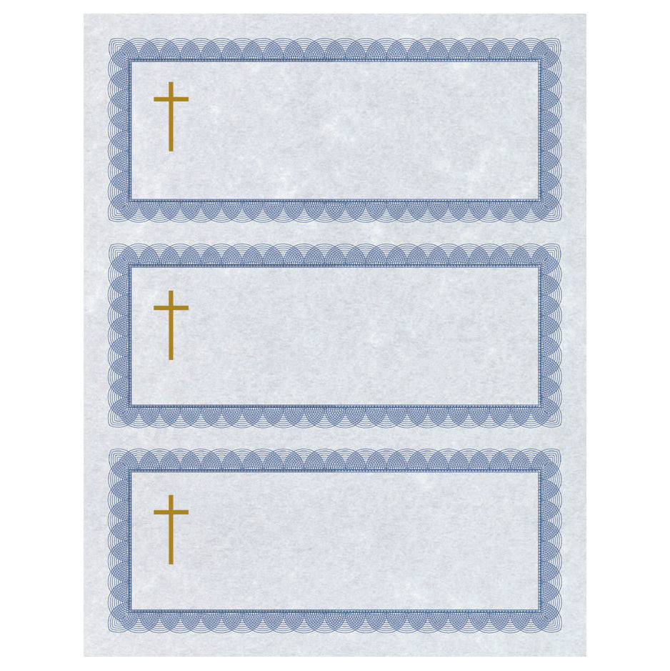St. James® Tax Receipts with Gold Foil Cross, 24 lb Paper, Regent Blue, Pack of 300