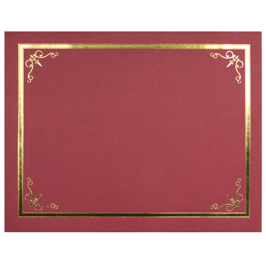 St. James® Certificate Holders/Document Covers/Diploma Holders, Red, Gold Foil Border, Linen Finish, Pack of 5