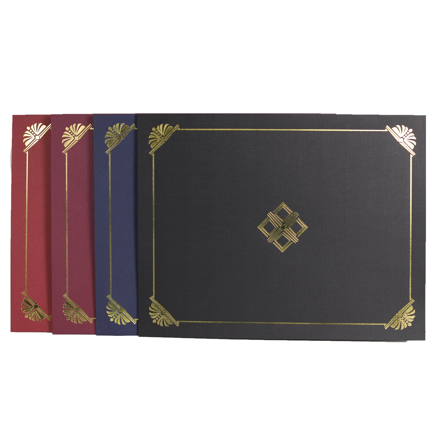 St. James® Certificate Holders/Document Covers/Diploma Holders, Black, Gold Foil, Linen Finish, Pack of 5