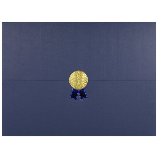 St. James® Certificate Holders/Document Covers/Diploma Holders, Navy Blue, Gold Award Seal with Blue Ribbon, Pack of 5
