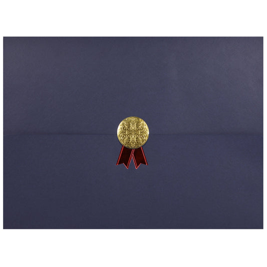St. James® Certificate Holders/Document Covers/Diploma Holders, Navy Blue, Gold Award Seal with Red Ribbon, Pack of 5