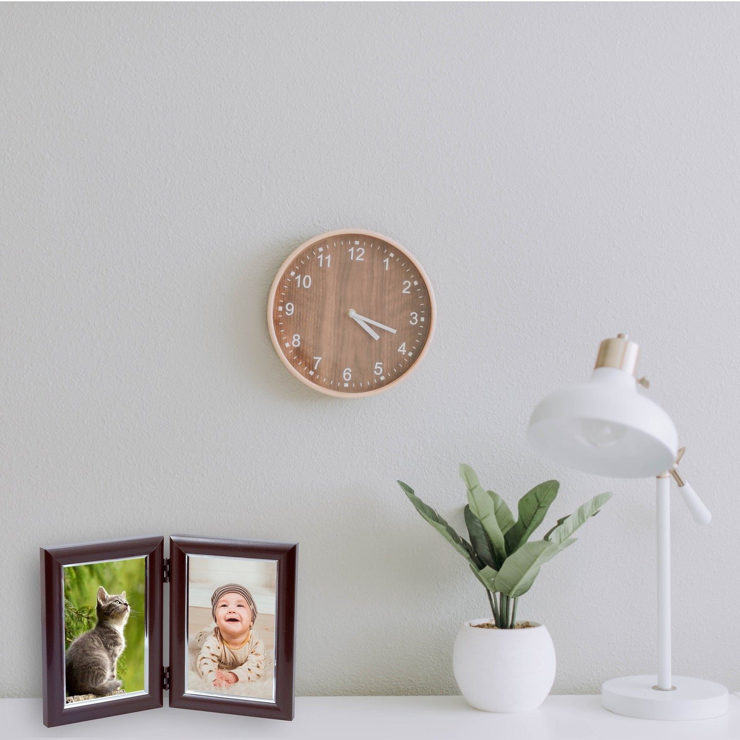 Dual Picture Photo Frame - For 2 4x6" Pictures - Vertical - Easy Insert - Satin Mocha - Table Top Display
